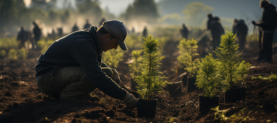 una persona cultivando un campo